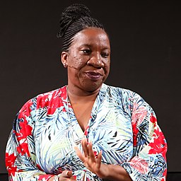 #MeToo founder Tarana Burke in a red and white patterned dress at the 2018 Disobedience Awards. Image: Jon Tadiello 